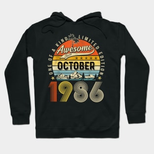 Awesome Since October 1986 Vintage 37th Birthday Hoodie